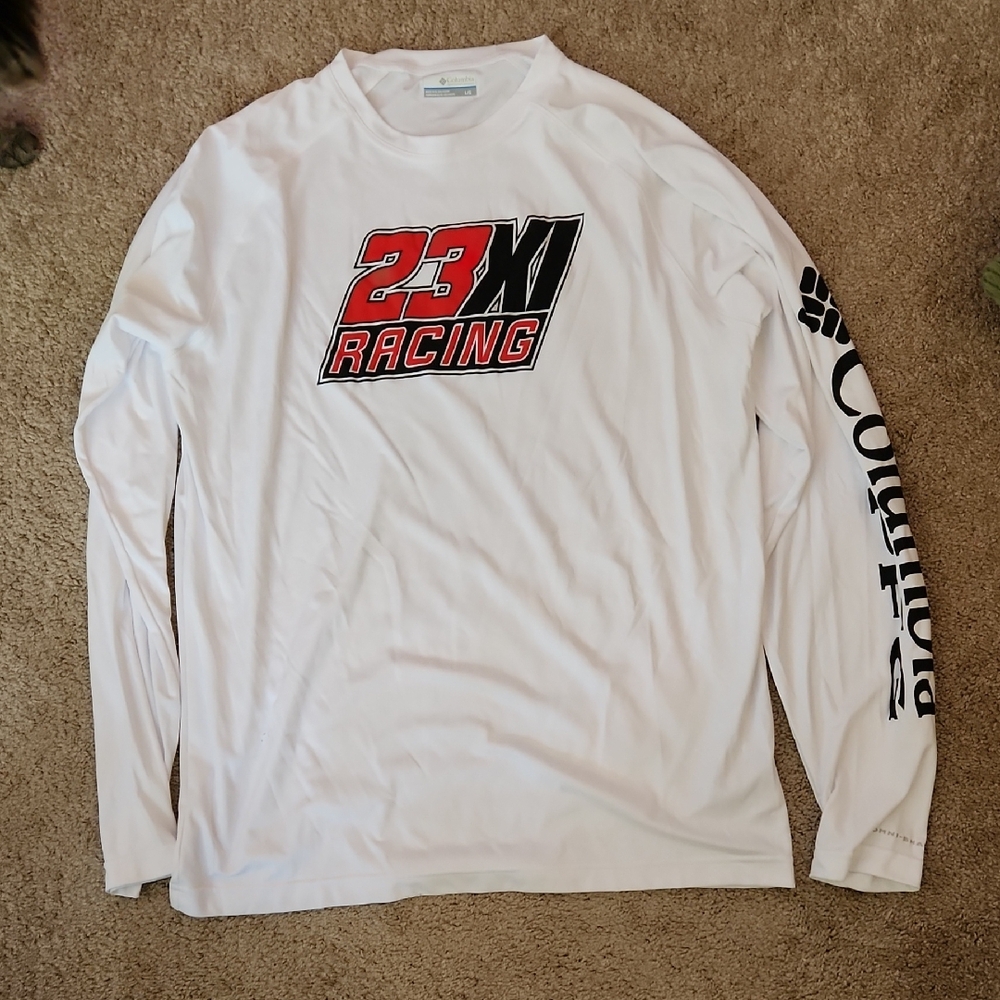 Columbia White and Red Long Sleeve NASCAR Tee
